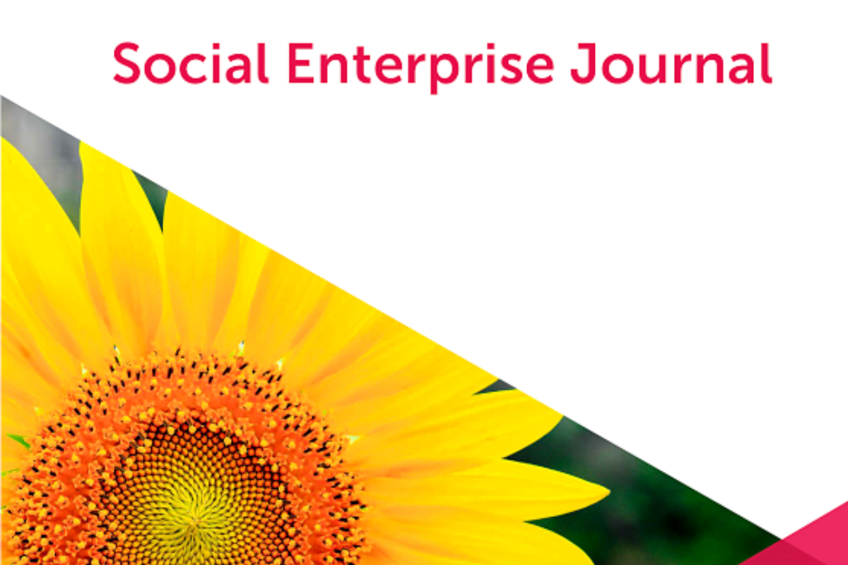 Cover of the Social Enterprise Journal featuring a close-up photograph of a sunflower.